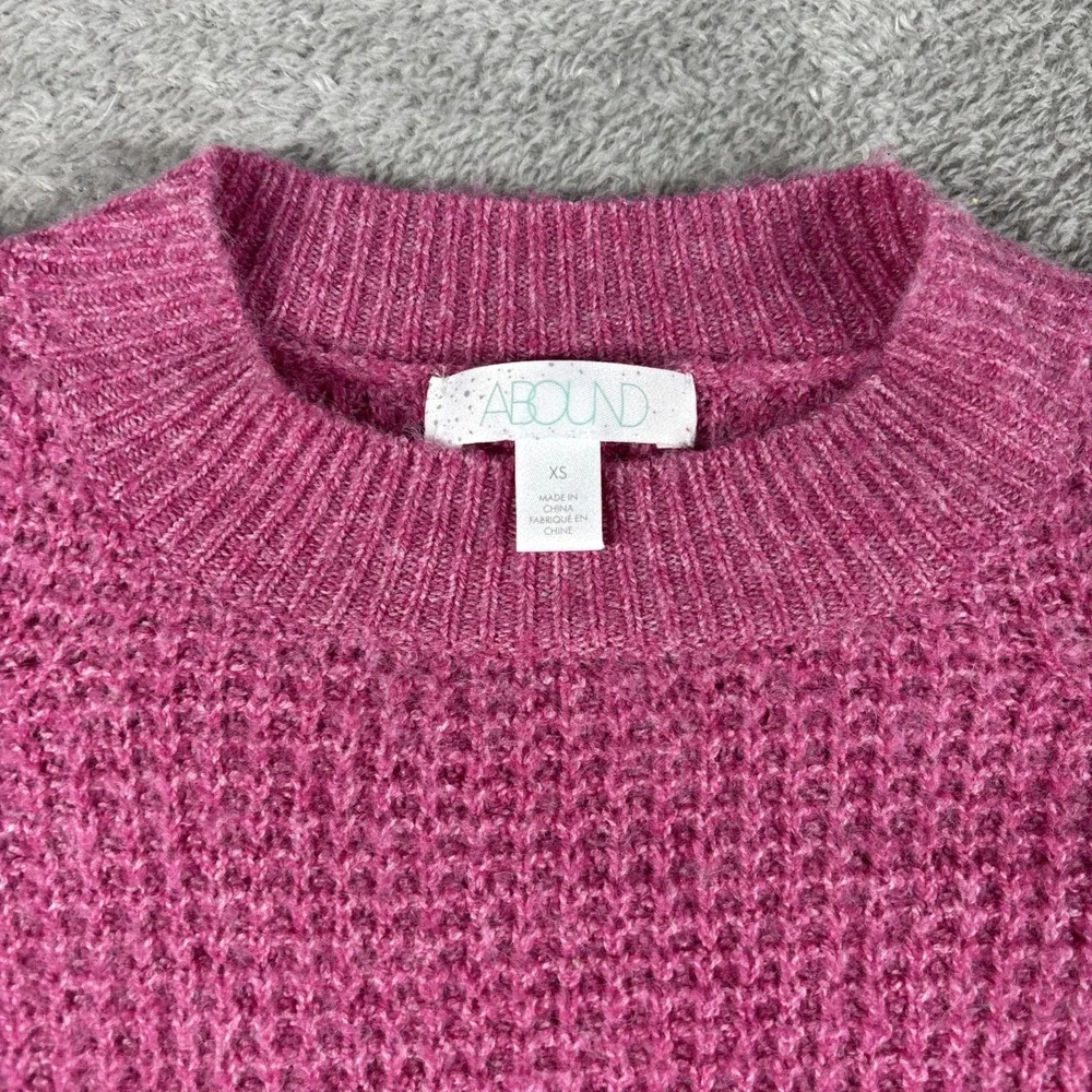 Abound‎ Women's Thermal Knit Pullover Sweater Pink Cyclamen Size XS New